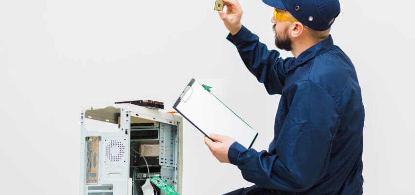 Licensed electrician repairing electrical panel
